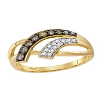 10KT Žuto zlato Žene okrugli smeđi dijamantski band prsten CTTW