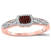 10kt Rose Gold Wimens okrugli crveni boja Poboljšani dijamantski kvadratni klaster Twist prsten CTTW