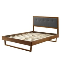 Okvir za krevet na platformi, kraljevska veličina, drvo, braon orah Siva siva, moderni savremeni urbani
