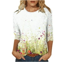 Ženski ljetni vrhovi labavi fit na prodaju Ženska modna tiskana majica Srednja rukava Bluza Okrugli