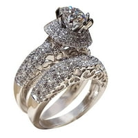Jikolililili Crystal Woman Big Circon kameni prsten srebrni modernim zaručnički prsten hipoalergenski