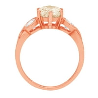 1. CT sjajan okrugli rez prirodni morgatit 14K ružičasto zlato Trokratni prsten SZ 7