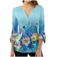 Plus veličine Ljetni vrhovi ženski modni ljetni rukav V-izrez Ispiši ležernu majicu bluza na caringu