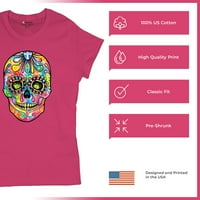 TEE Hunt Dean Russo šećer T-majica s lubanjem majica DEAD NEON Calaver ženska majica Thee, Pink, XX-Large