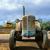 Hellodecor poliester tkanina 7x5ft Old Tractor Backdrop Shabby Farm Machinering Barn Rustic Fotografija