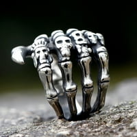 Kućni prsten za lubanje od nehrđajućeg čelika Ručno rađeni nakit Cool punk rock skeleton ručna voodoo