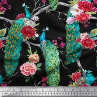 Soimoi pamučna pattna tkanina cvjetna i paunska ptica zanatana tkanina od dvorišta široka