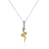Sterling srebrni 3D emajl zmija šarm Privjesak ogrlica, 18