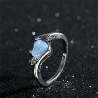 Heiheiup nakit od bijelog prstena kamena nakita Opal ručno okrugla Okrug prstena modnih prstenova za