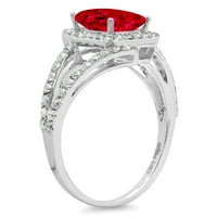 2.1ct smaragdni rez crveni simulirani rubin 14k bijelo zlatni godišnjica Angagement Halo prsten veličine