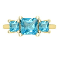 DazzlingRock kolekcija princeza plava topaz kamen zaručni prsten za žene u 10k žuto zlato, veličine
