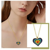 SKPBlutn Ogrlice Privjesci za žene Djevojke Rainbow Heart Nerbolene čelične perle lanac srčani ženski