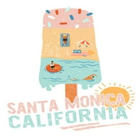 Santa Monica, Kalifornija, Summer Scell ​​scene, Press Lantern, premium igračke kartice, Kamion sa šala,