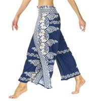 Žene prorez širokih hlača za noge casual hippie boemian plaža boho baggy joga hlače mornarice l