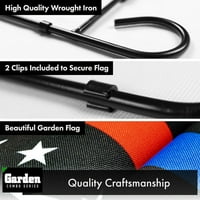 G kombinirani paket: vrtna zastava štand crna 36x16in i vrtna zastava tanka plava i crvena linija 12x18in