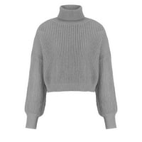 Buigttklop Vrijeme i TRU džemperi za ženske čišćenje Žene Čvrsti dugi rukav policajci Turtleneck-izrez