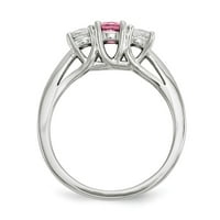 Bijeli sterling srebrni prsten sa kamenjem strast Topaz okrugli čist beba ružičasta