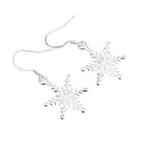 Naušnice za popejne parnice Snowflake dizajn srebrne ženske naušnice za kuke za Božić
