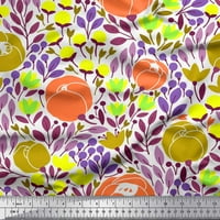 Siamoi narančasta svilena tkanina od listi i pupoljci cvjetni dekor tkanina tiskano dvorište široko