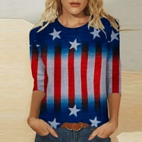 Lolmot 4. srpnja Košulje za žene Trendy rukave majice Ležerne majice labave američke majice Patriotic