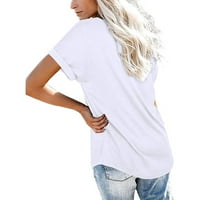 Bicoasu ženski vrhovi ženski V-izrez kratki rukav casual bluza vrhovi modne ljetne bluze za žene bijele