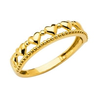 Dragulji Lu 14k Gold okrugli kubični cirkonijski žuti prsten srca veličine 8