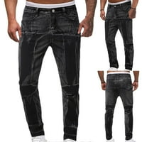 JMntiy Men Casual Solid Fashion Gumb sa zatvaračem Custom Fit Jeans Hlače Hlače Tweatpants Man