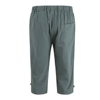 Duks za muškarce Modni čvrsti plus veličine posteljina za zavojni džepovi casual kalef-pantalone dužine