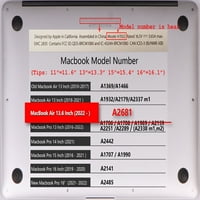 Kaishek za slučaj Macbook Air S. Objavljen model A2681, plastična pokrivačica tvrdog školjka + crna