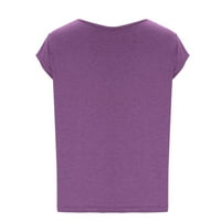 Ženski vrhovi kape za ljetni trendy Loose Fit V izrez T košulje Solid Color Basic Tees Casual Bluuses