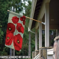 Toland Home Garden Crveno oslikane makne cvjetne zastave dvostrano