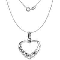 Sterling srebrni izrezani ogrlica za srce za žene dijamantsko rešeno oksidiranoj završnici BX_15