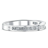 Pompeii 1 2ct Diamond Princess Cut Channel Set Vjenčani prsten 10k bijelo zlato