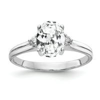 Čvrsta 14k bijelo zlato 8x ovalno kubična cirkonija CZ VS dijamantska godišnjica prstena veličine 7