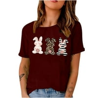 Zeko majica Žene SAD Prodaja Clearence Happy Uskrsni vrhovi kratkih rukava Casual Comfy Rabbit Majice