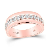 14k Rose Gold okrugli dijamantni vjenčanje Jednokratni bend prsten CTTW