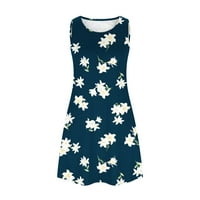 Žkozptok haljine za žene Boho Beach cvjetni majica Sundress casualti dress haljina, plava, s