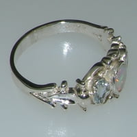 Britanci izrađeni 18k bijeli zlatni prirodni prsten i akvamarinski ženski trilogijski prsten - Opcije