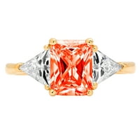 2.57ct smaragdni rez crveni simulirani dijamant 18k žuti zlatni godišnjica angažmana kamena prstena