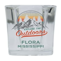 Flora Mississippi Istražite na otvorenom Suvenir Square Base alkohol Staklo 4-pakovanje