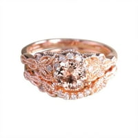 Modni ružin zlatni dijamantni set za žene za angažovanje prstena za nakit Pokloni Veličina prstena za