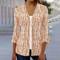 Pyju Cardigan za žene Ljetni trendy, rukav ležerni košulje za ispis Dressy Plus size Bluzes Jakna Otvorena