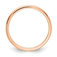 14K ružičasto zlato polirani pola okruglih slaganja, veličine 8.5