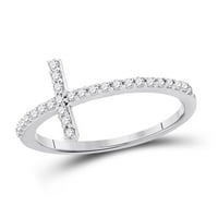 10k bijelo zlato okruglo Diamond Cross Religiozni bend prsten CTTW
