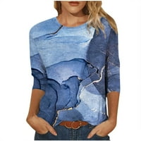 Ženska pul veličine Majica, ženska modna tiskana majica Srednja rukava Bluza Okrugli vrat Ležerne prilike