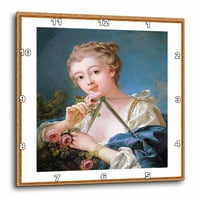3drose francuska vintage slikarska djevojka sa ružama - zidni sat, po