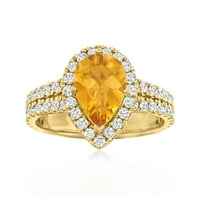 Ross-Simons C. Vintage 1. Carat citrine i 1. ct. T.W. Dijamantni prsten u 14KT žutom zlatu za žensko,