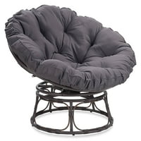 Papasan stolica sa tkaninom s tkaninom i čvrstim čeličnim okvirom, okretni 360 stepeni, tamno siva