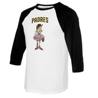 Ženska malena kauč bijela crna San Diego Padres Babes 3 4-rukave Raglan majica