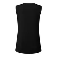Amousa majice za žene Ženske ležerne tiskane V-izrez bez rukava bez rukava